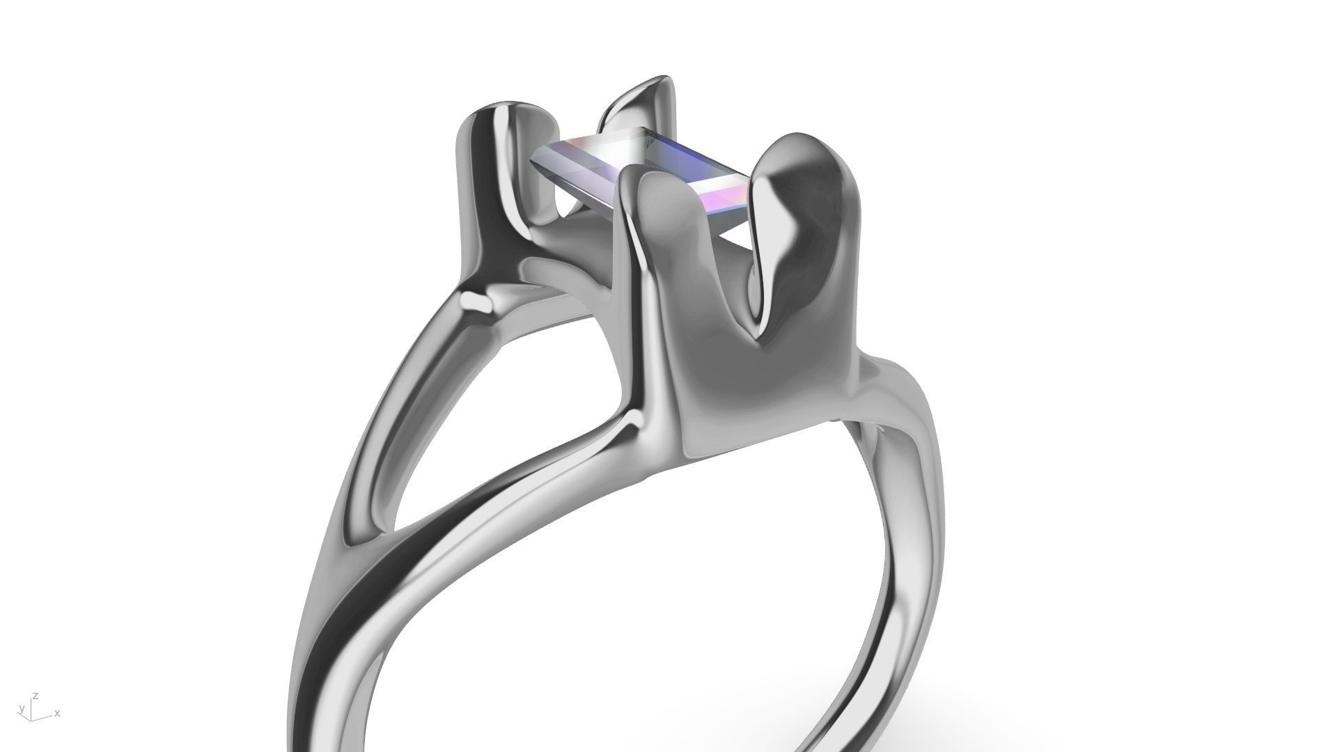 Modern BAGUETTE RING STL VERIFIED 3D print model_12