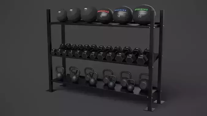 Rack with Sports Equipment 3D model