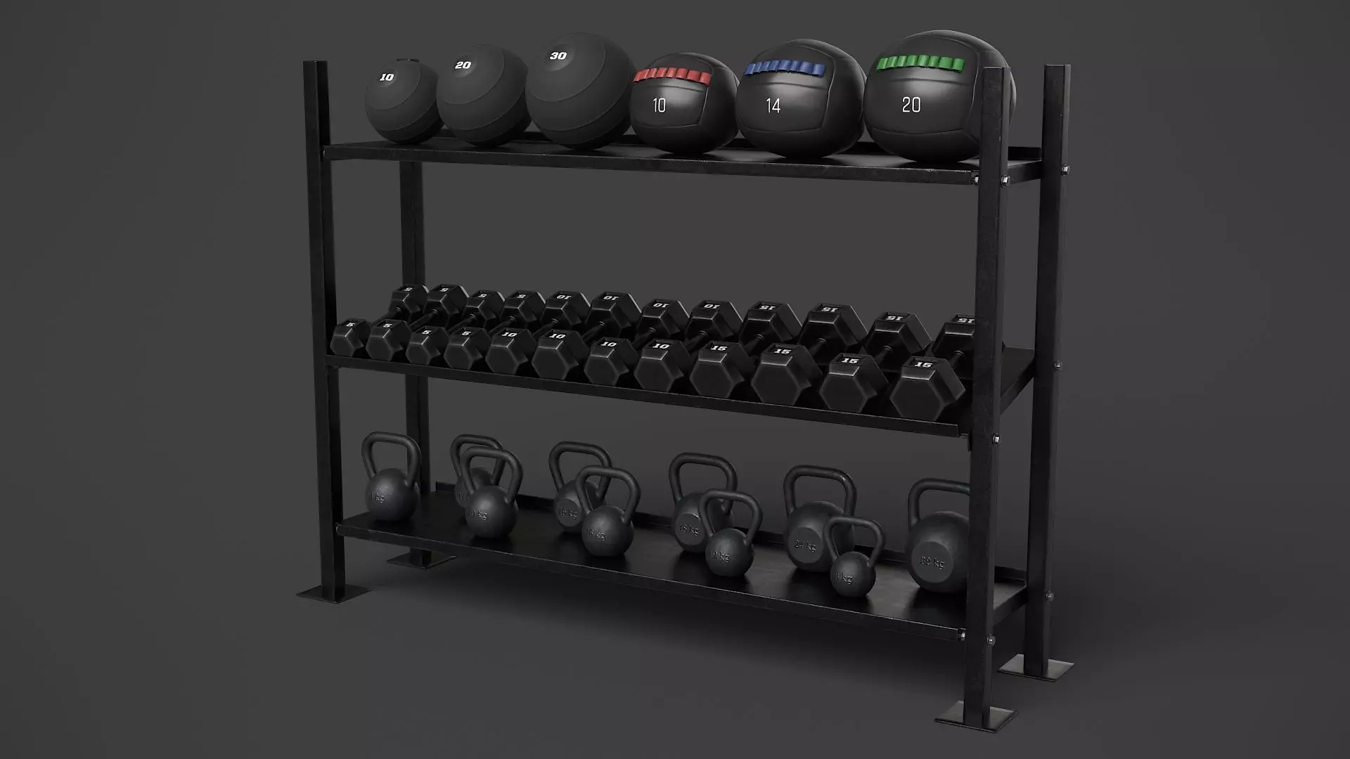 Rack with Sports Equipment 3D model