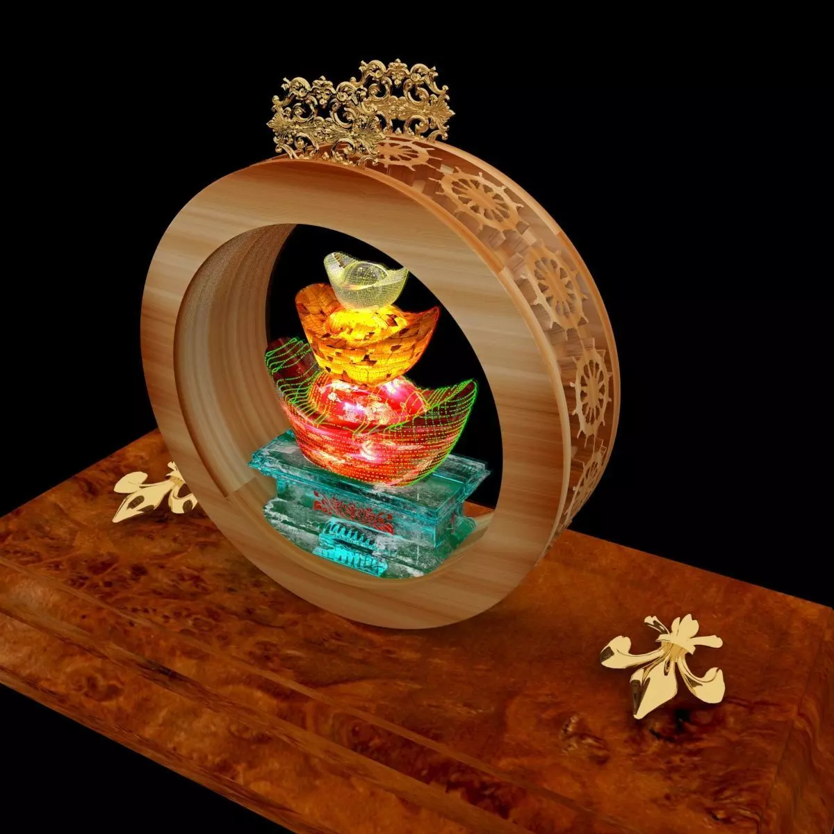 Chinese gold Ingot 3D model_0