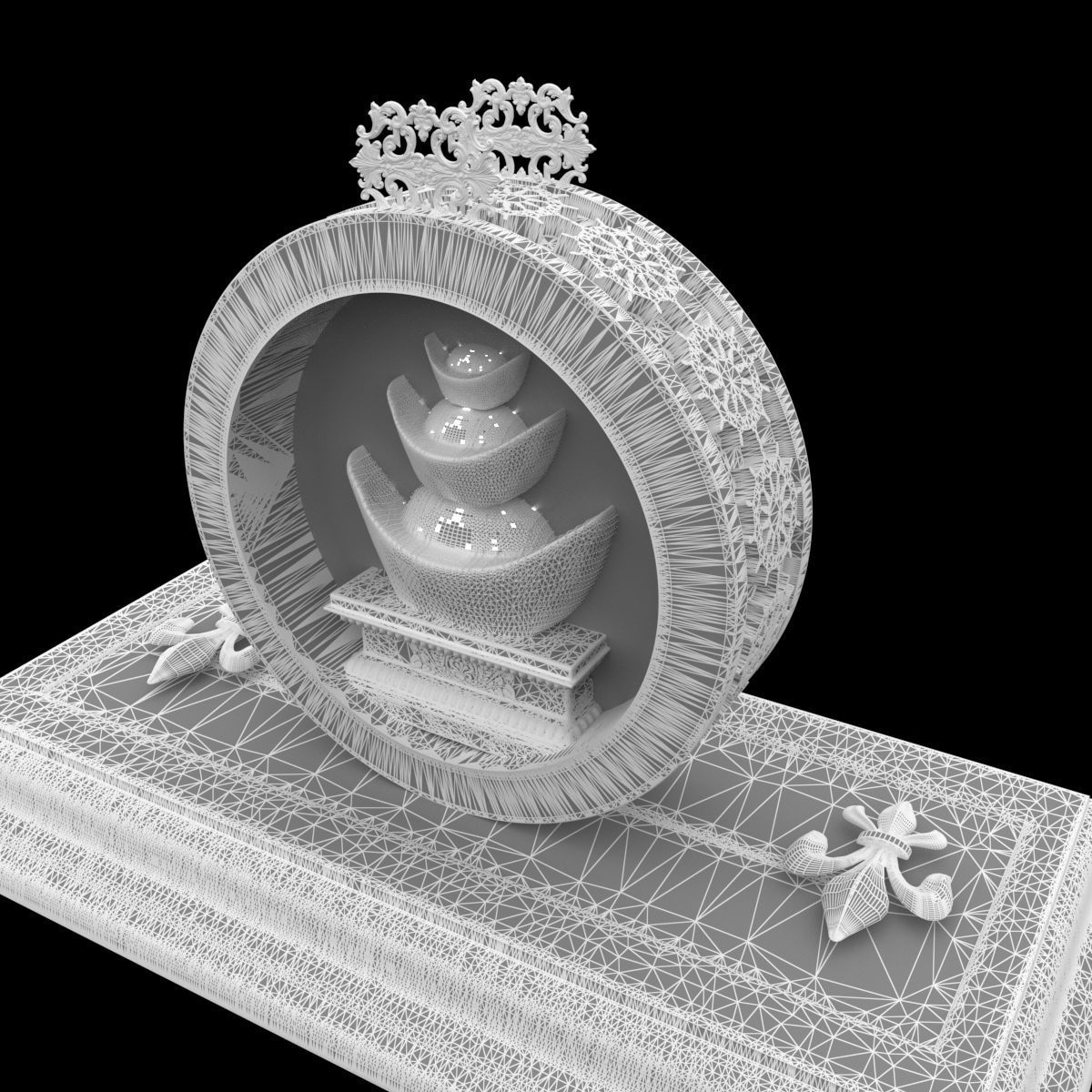 Chinese gold Ingot 3D model_8