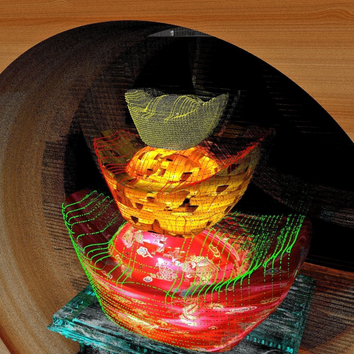 Chinese gold Ingot 3D model_5