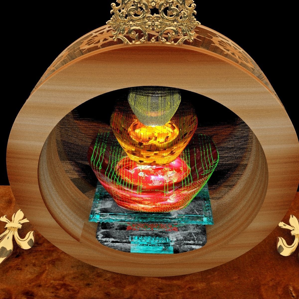 Chinese gold Ingot 3D model_1