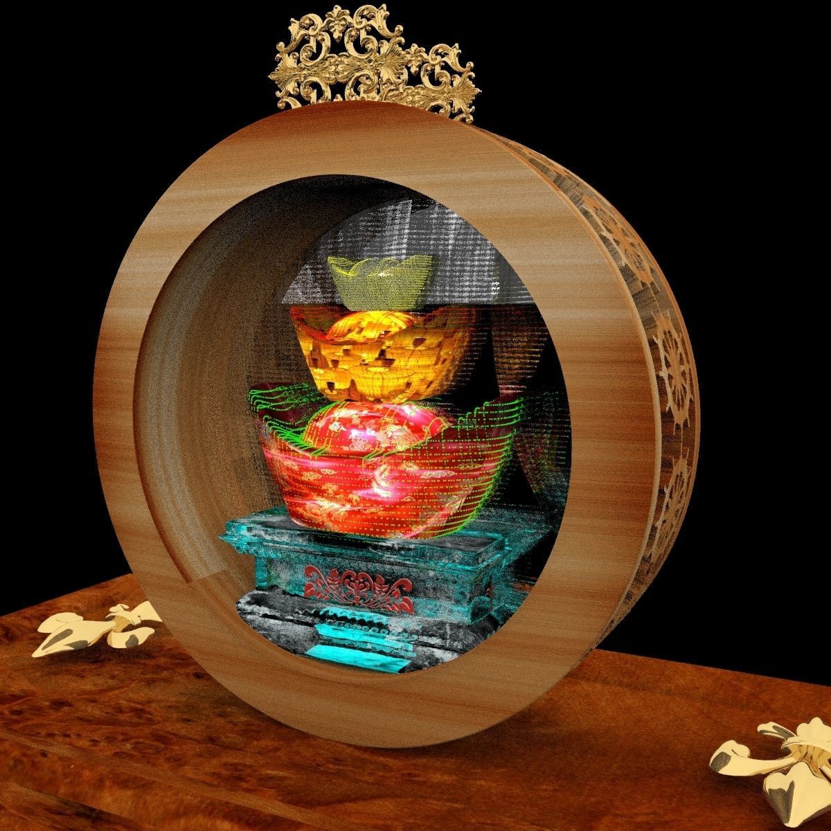 Chinese gold Ingot 3D model_2