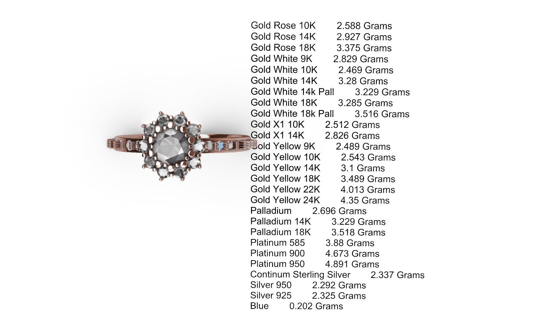 square shank cluster ring stl veriffied 3D print model_32