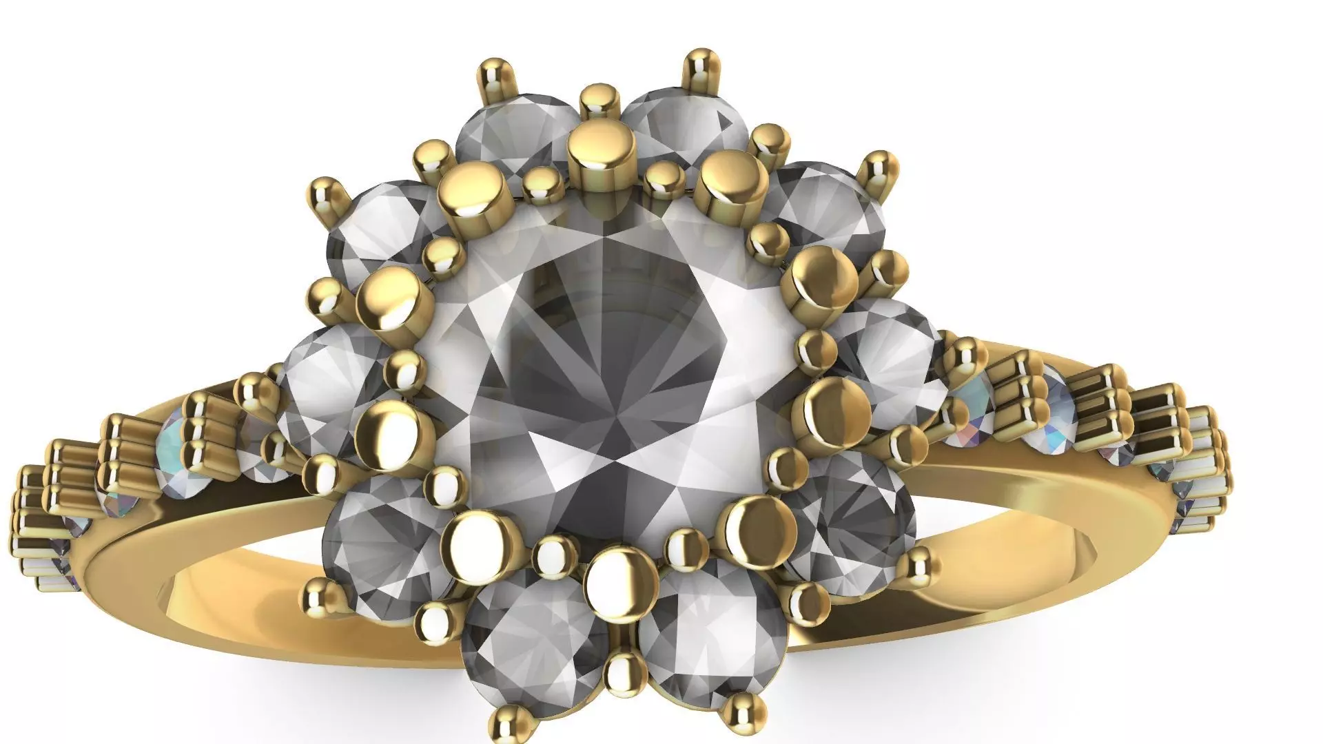 square shank cluster ring stl veriffied 3D print model_0