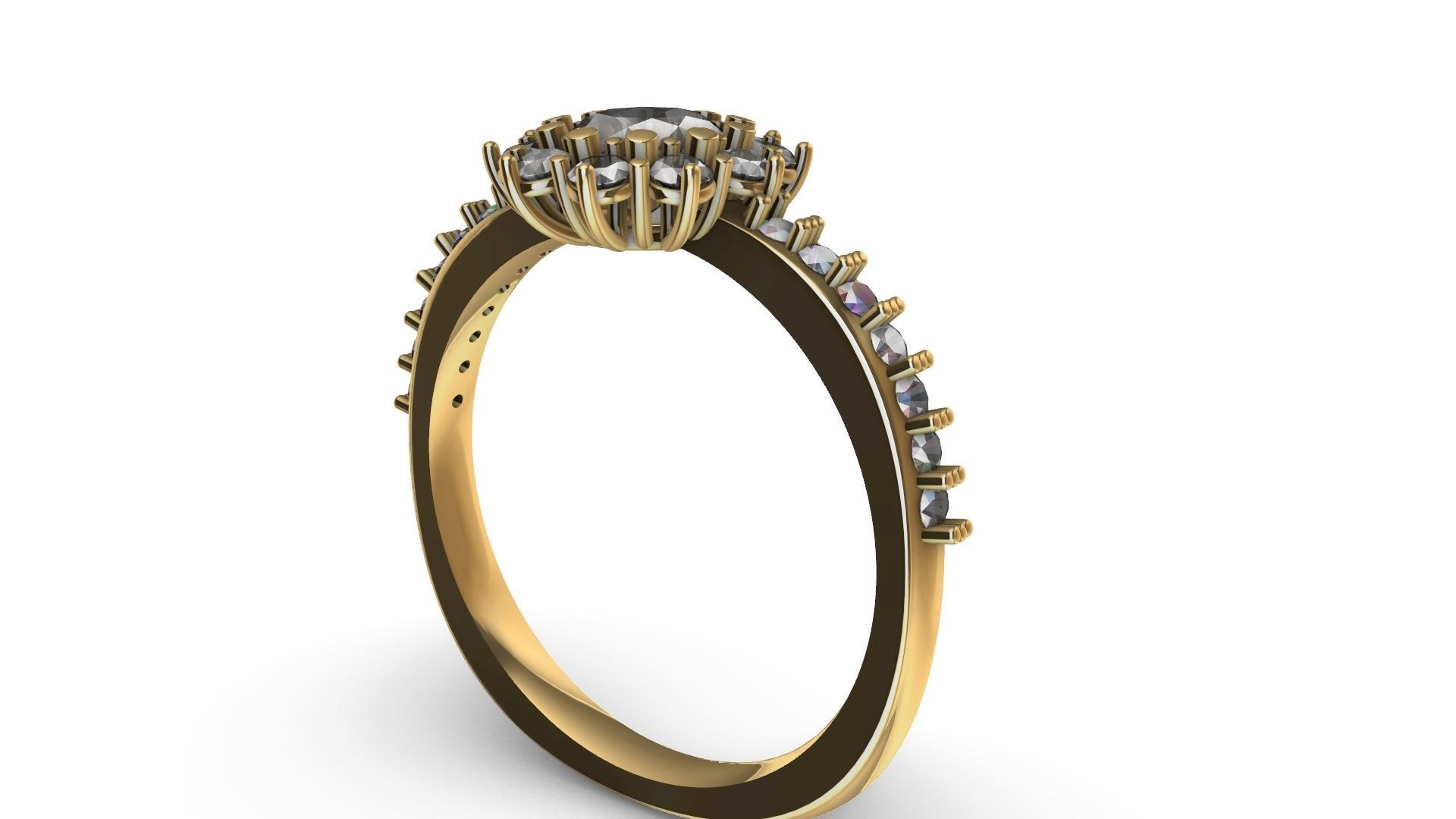 square shank cluster ring stl veriffied 3D print model_23