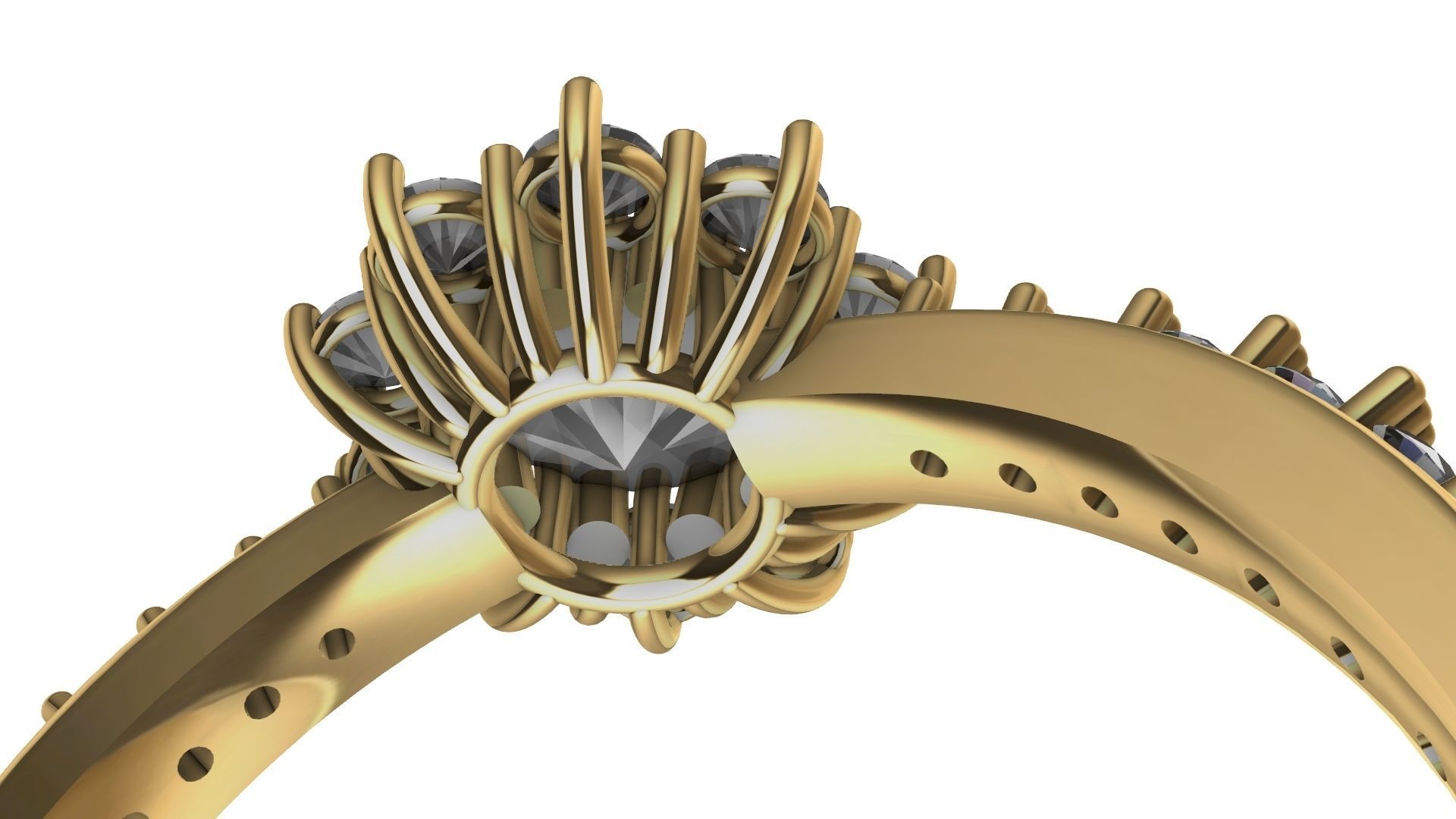 square shank cluster ring stl veriffied 3D print model_21