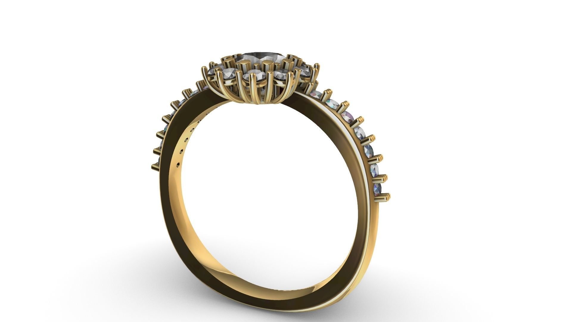 square shank cluster ring stl veriffied 3D print model_3