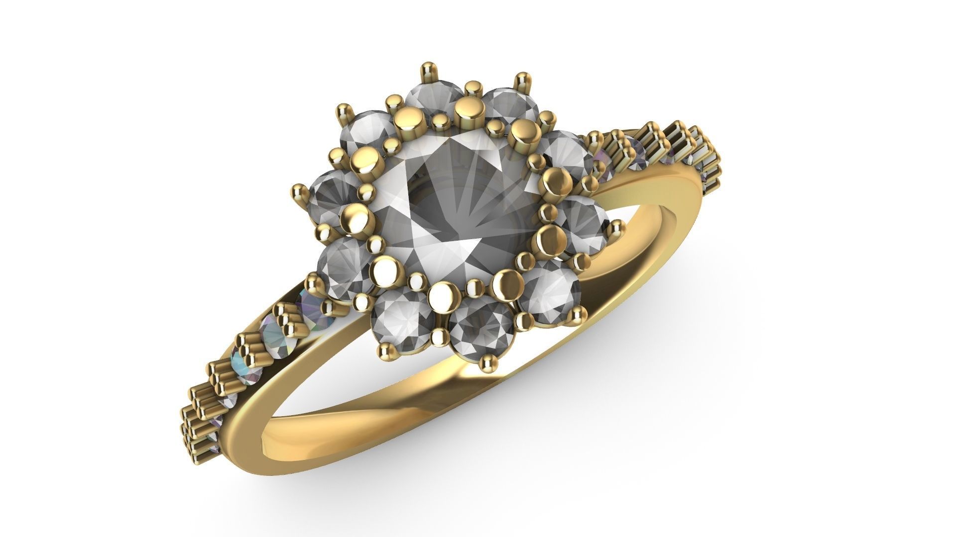 square shank cluster ring stl veriffied 3D print model_9