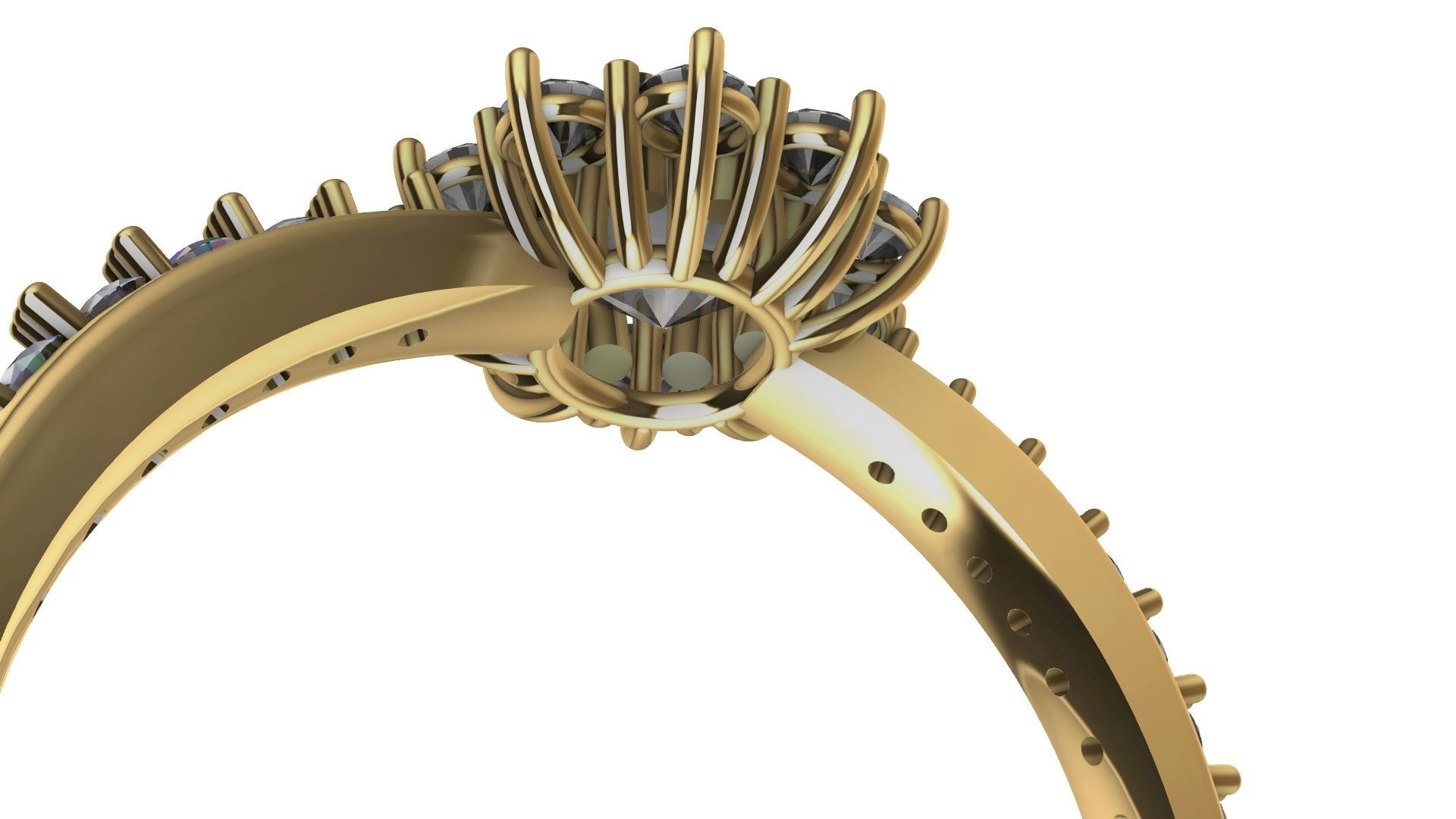 square shank cluster ring stl veriffied 3D print model_20