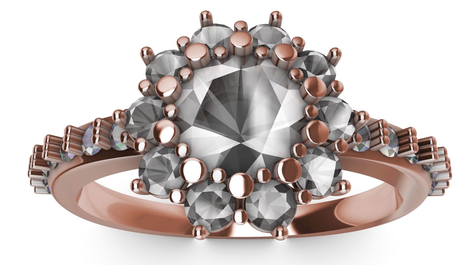 square shank cluster ring stl veriffied 3D print model_31