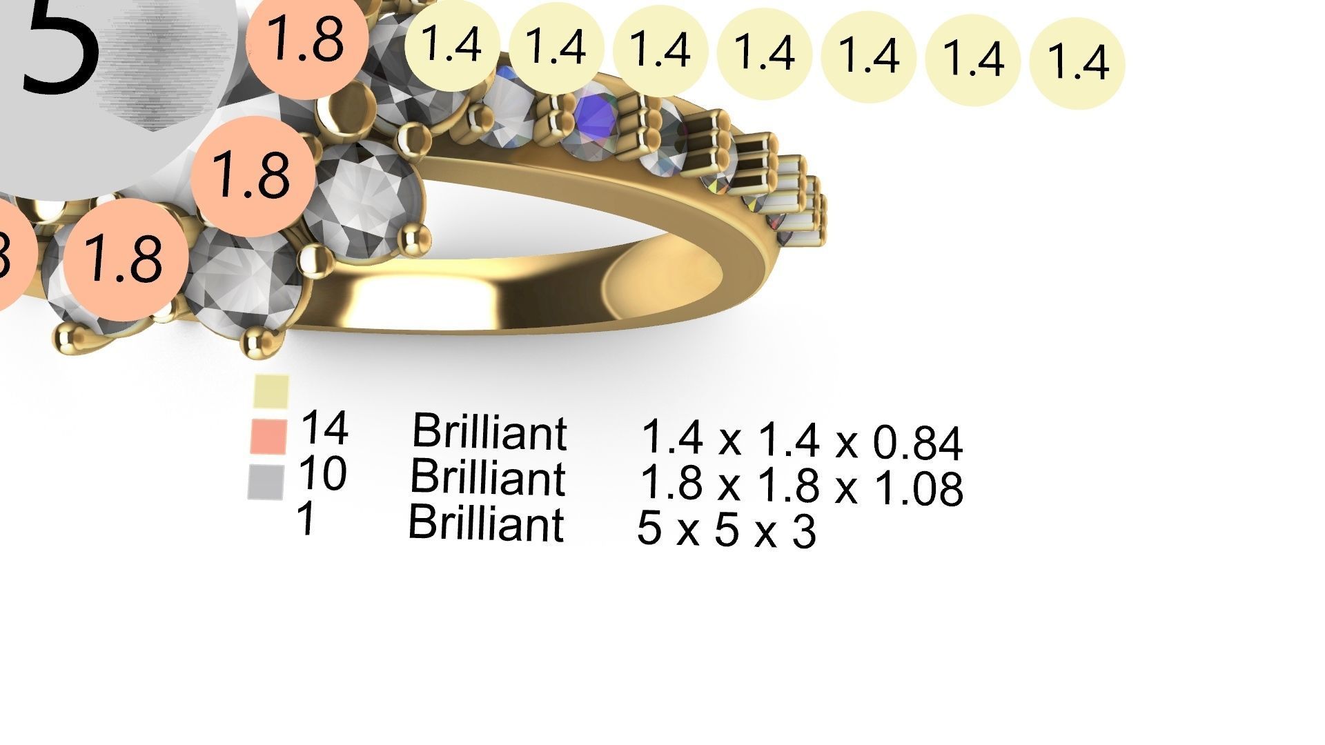 square shank cluster ring stl veriffied 3D print model_8