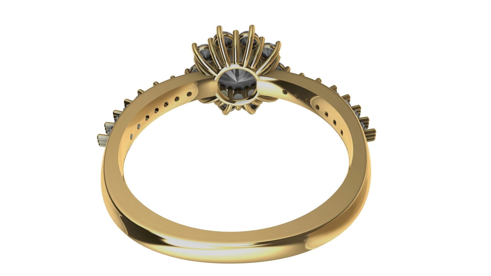 square shank cluster ring stl veriffied 3D print model_14