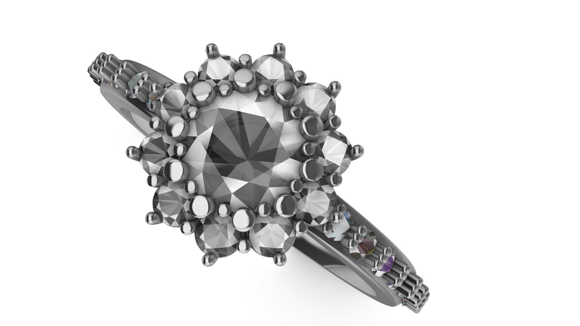 square shank cluster ring stl veriffied 3D print model_30