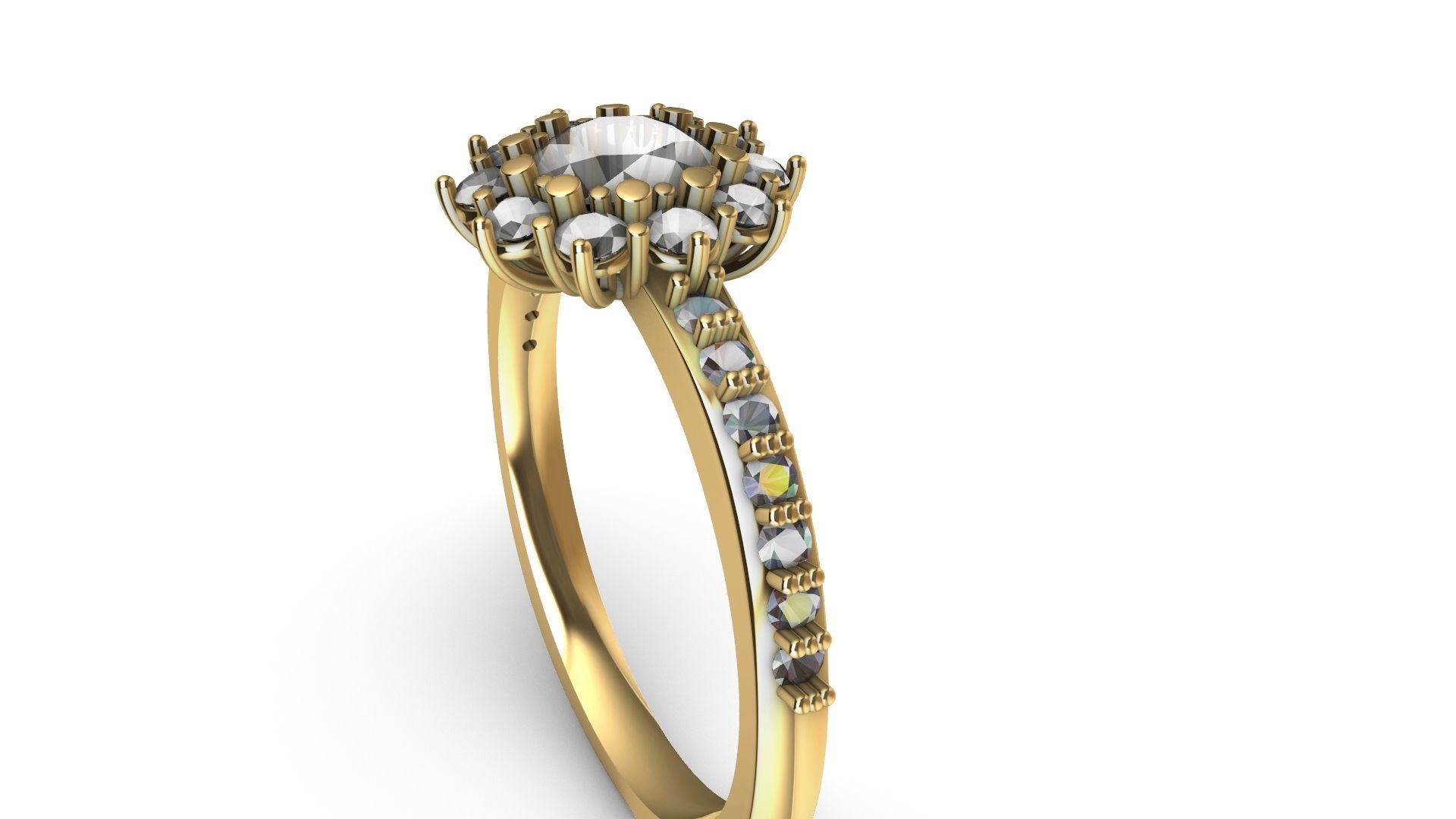 square shank cluster ring stl veriffied 3D print model_16