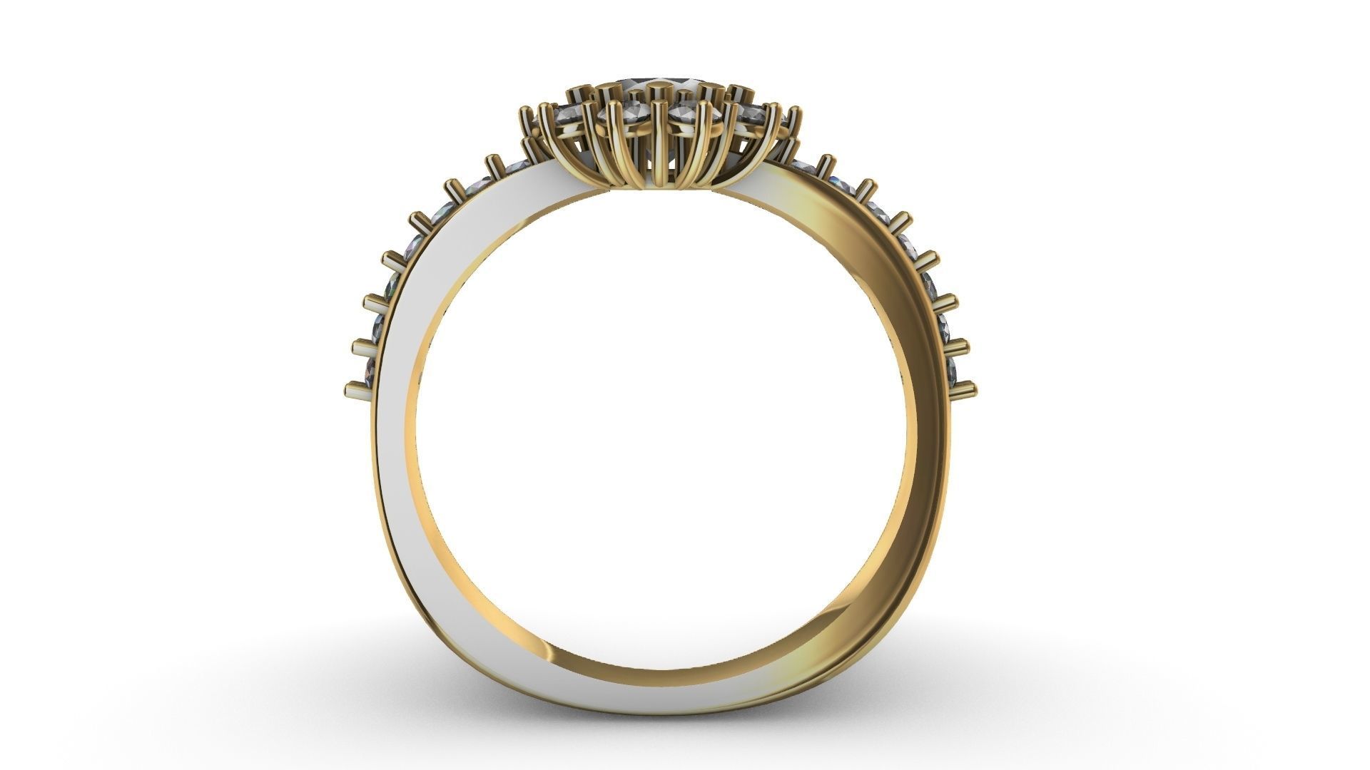 square shank cluster ring stl veriffied 3D print model_10