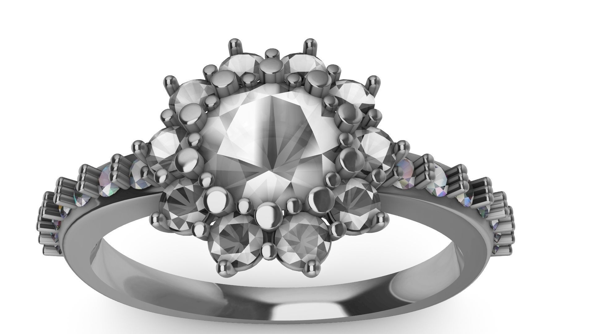 square shank cluster ring stl veriffied 3D print model_25