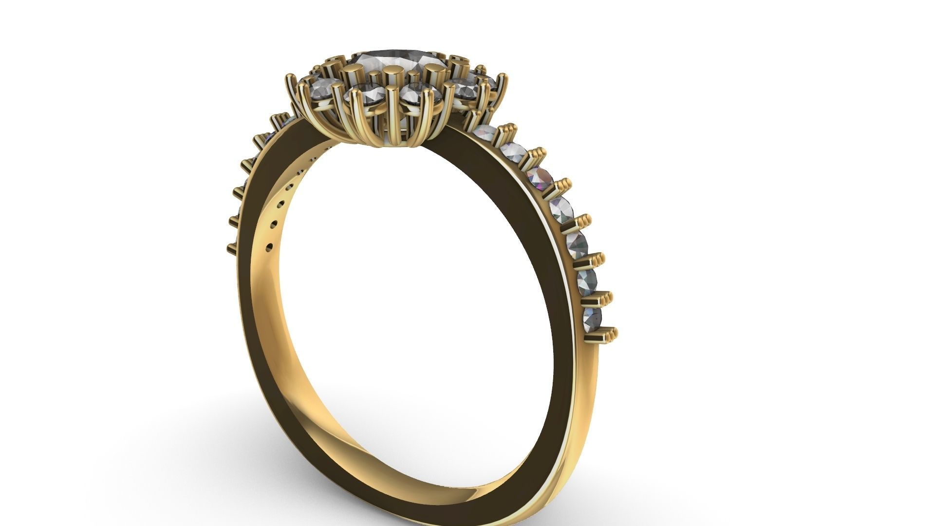 square shank cluster ring stl veriffied 3D print model_11