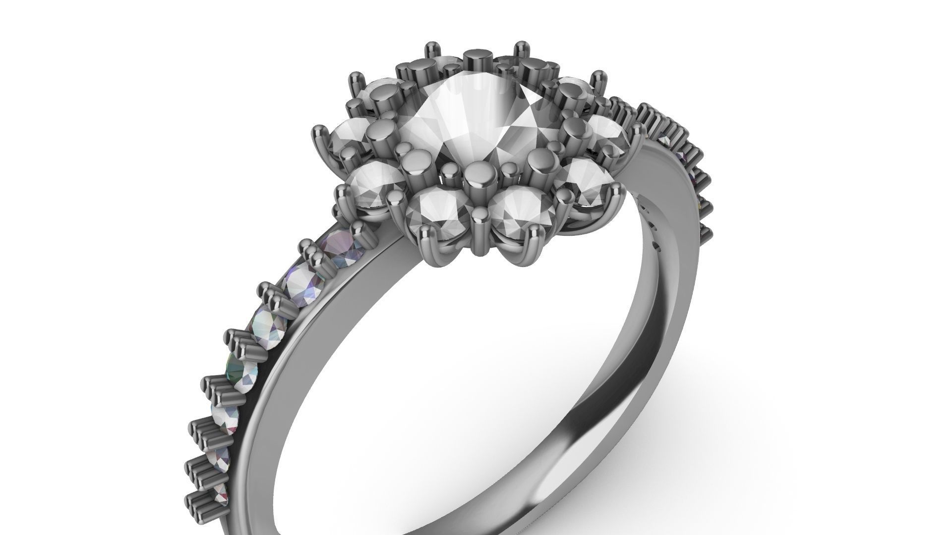 square shank cluster ring stl veriffied 3D print model_26