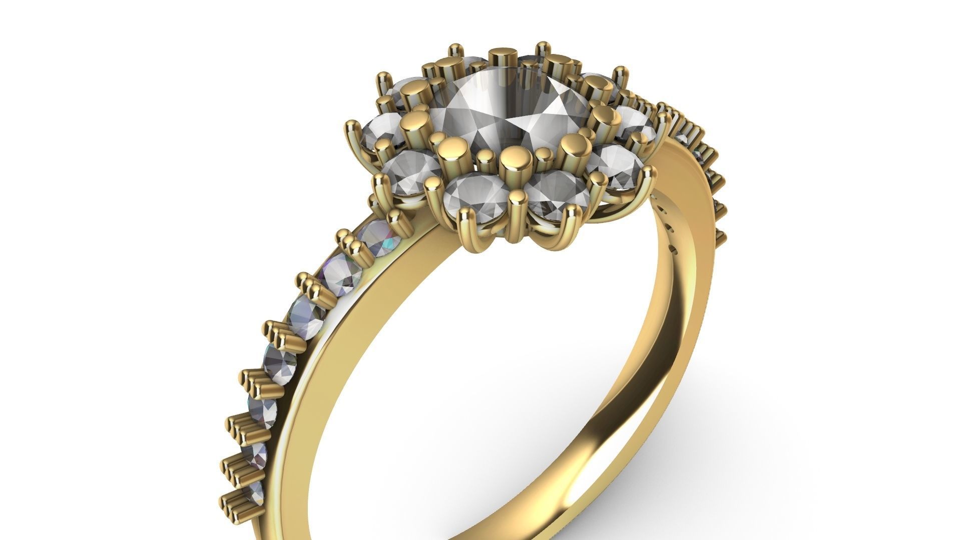 square shank cluster ring stl veriffied 3D print model_17