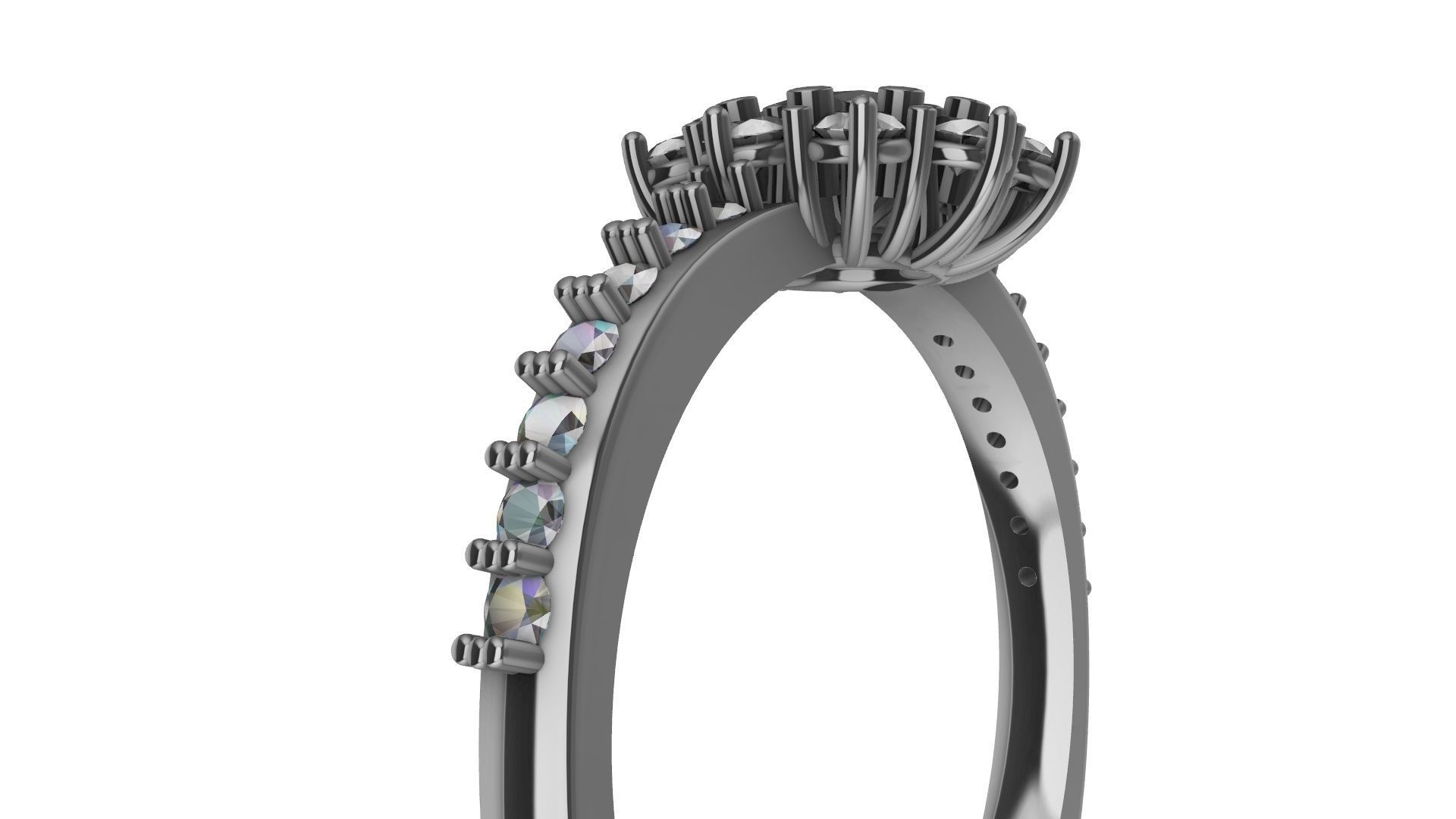 square shank cluster ring stl veriffied 3D print model_29