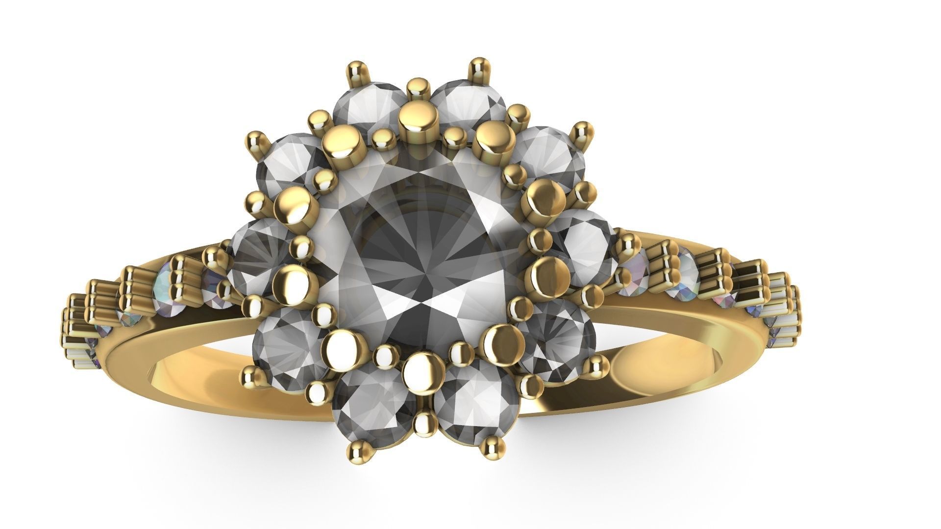 square shank cluster ring stl veriffied 3D print model_1