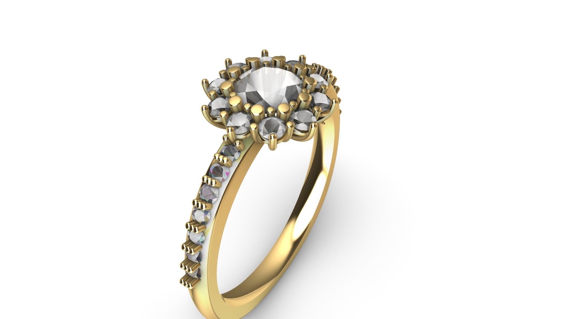 square shank cluster ring stl veriffied 3D print model_4