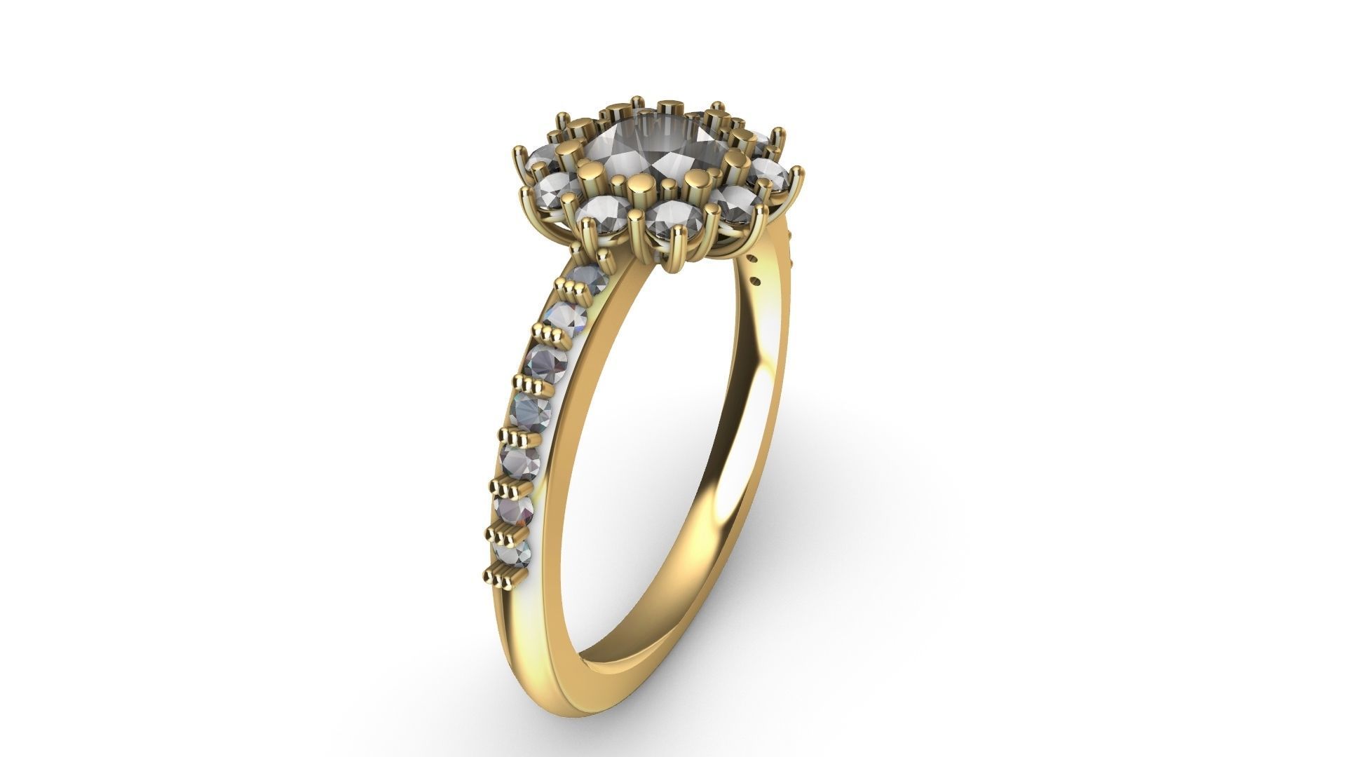 square shank cluster ring stl veriffied 3D print model_22