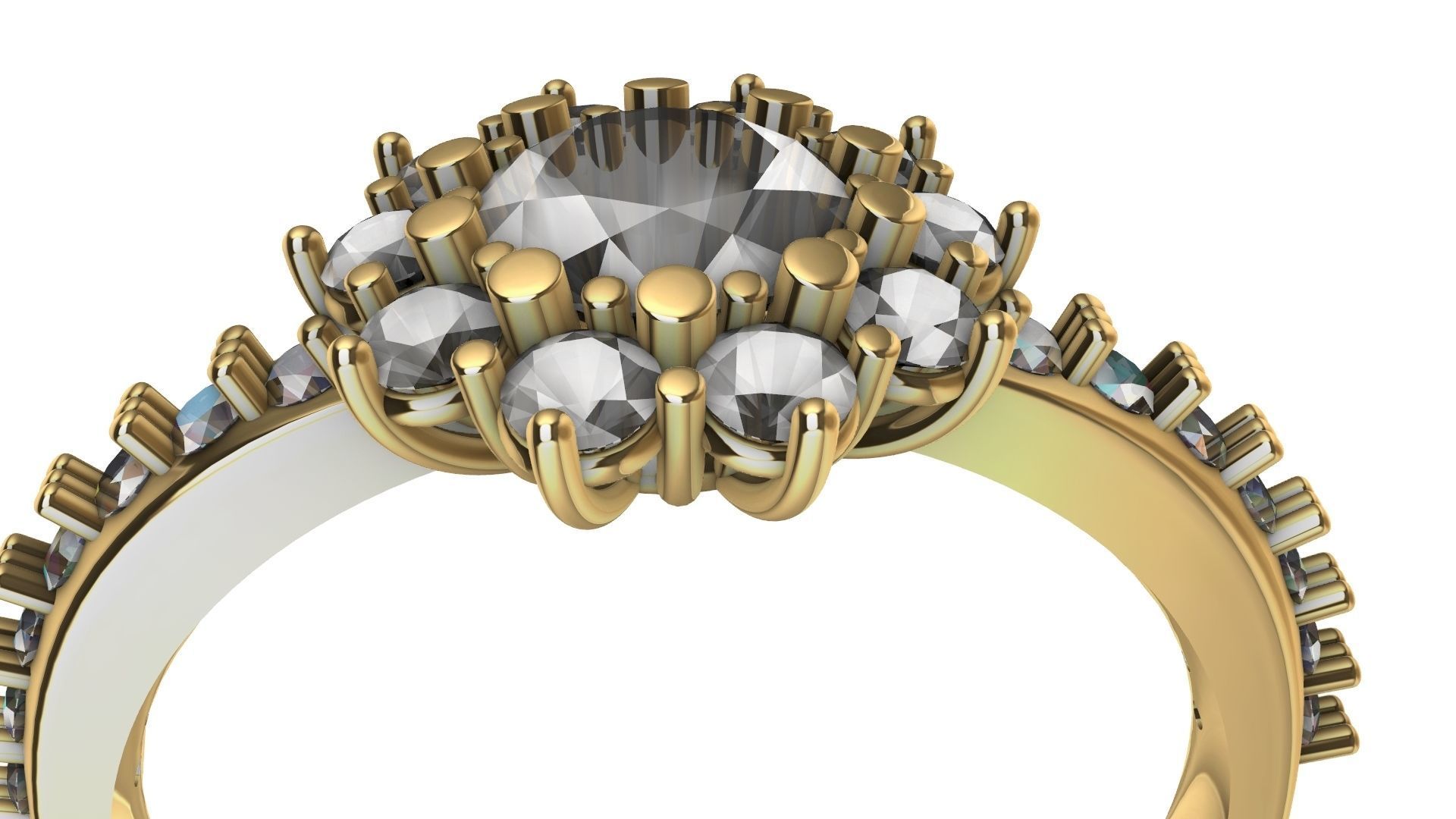 square shank cluster ring stl veriffied 3D print model_2