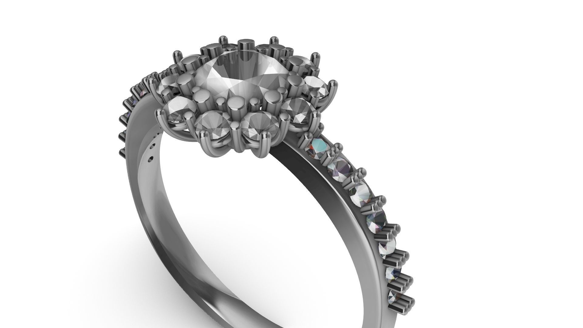 square shank cluster ring stl veriffied 3D print model_27