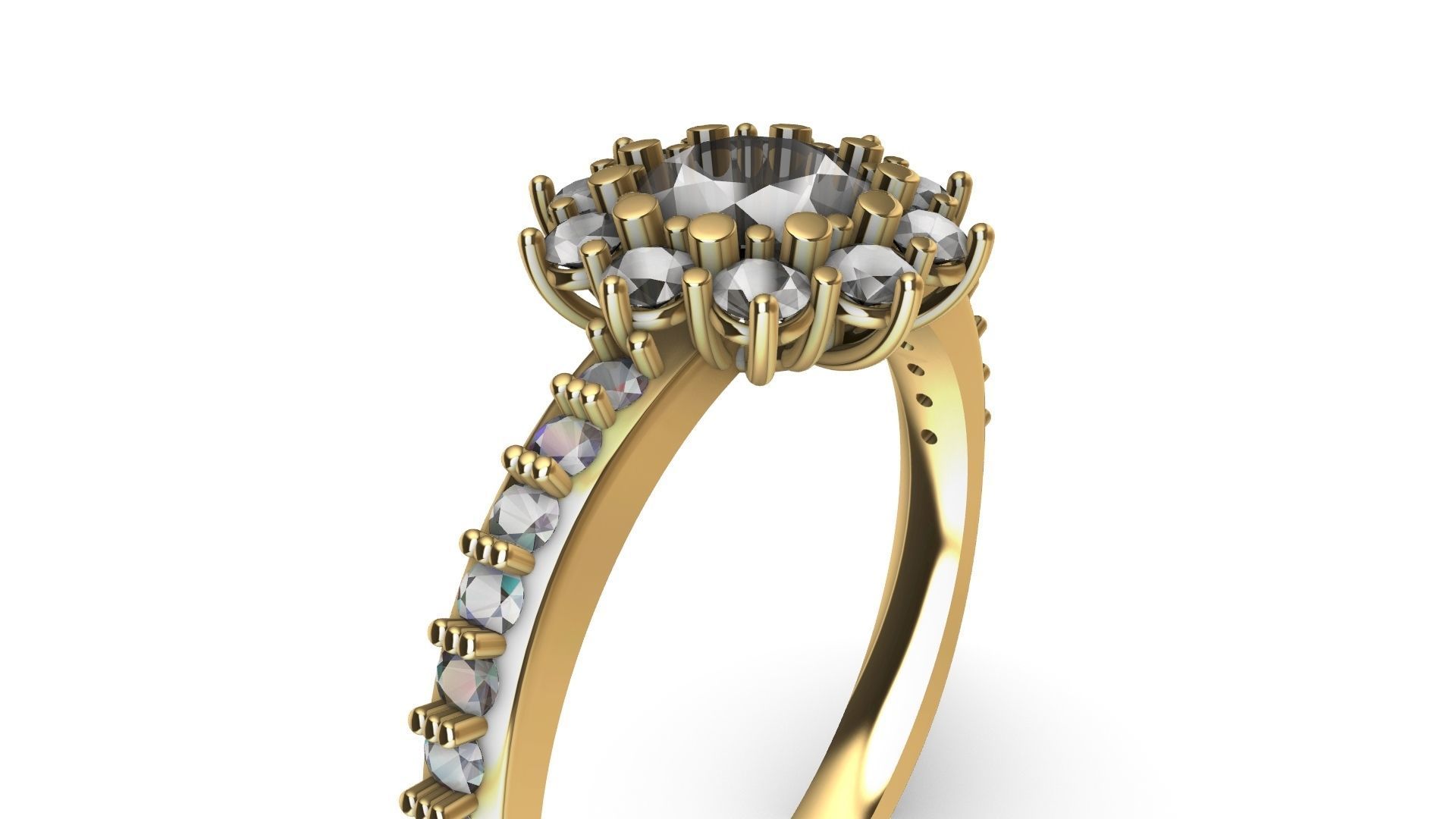 square shank cluster ring stl veriffied 3D print model_13
