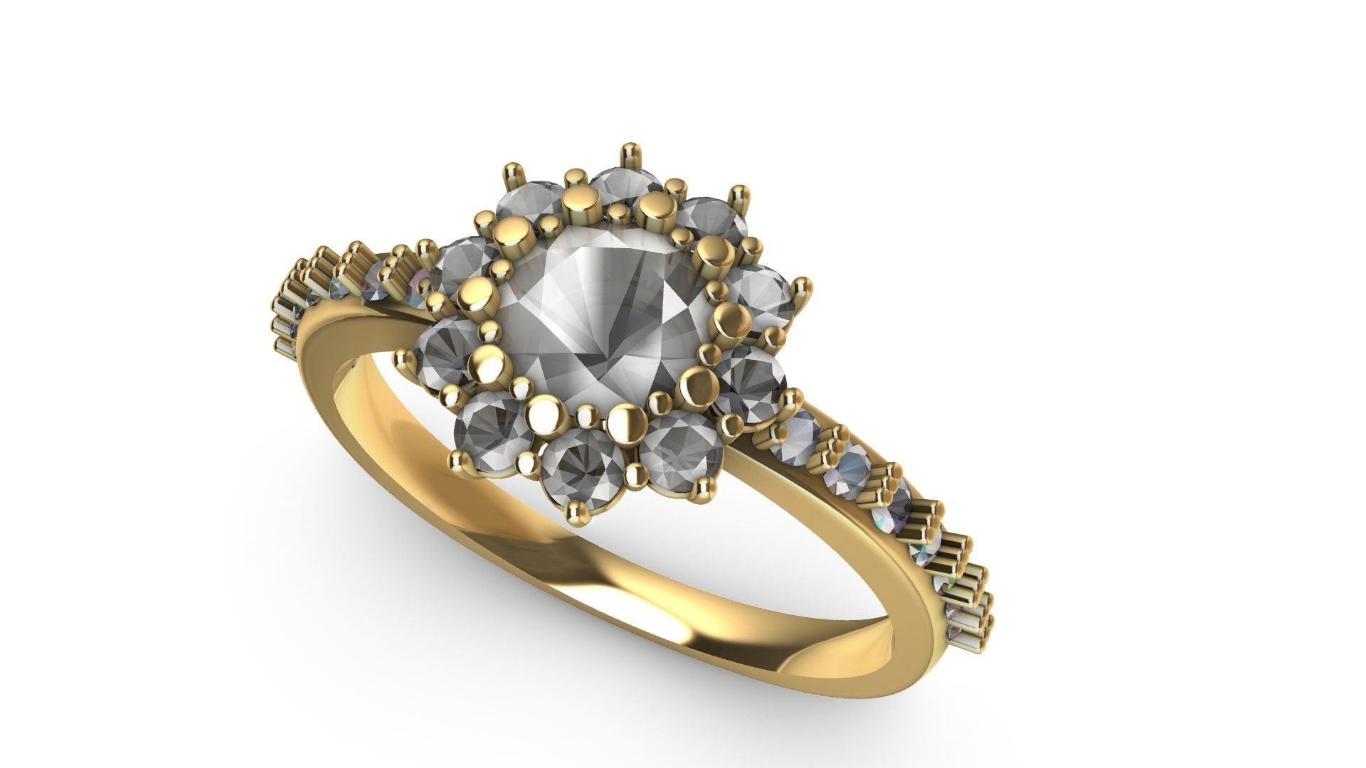 square shank cluster ring stl veriffied 3D print model_5