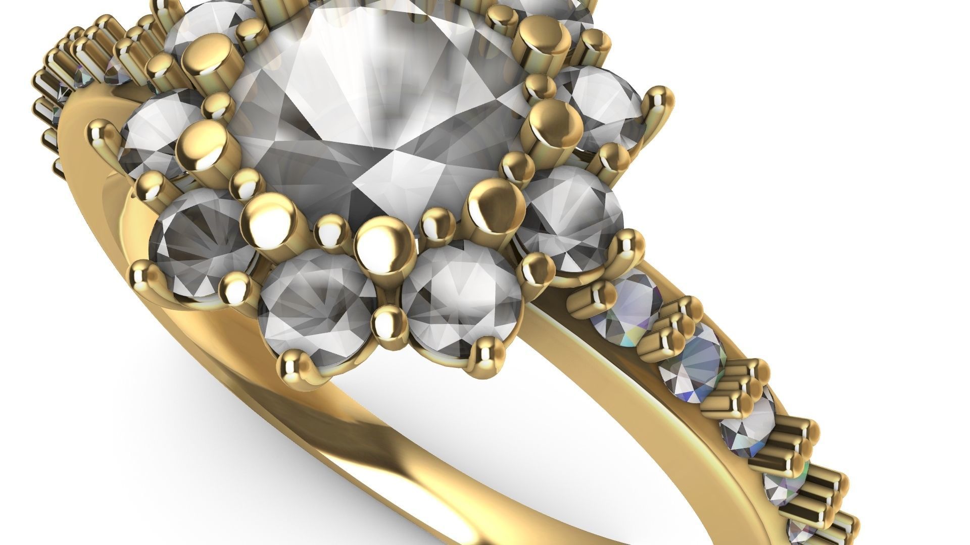 square shank cluster ring stl veriffied 3D print model_18