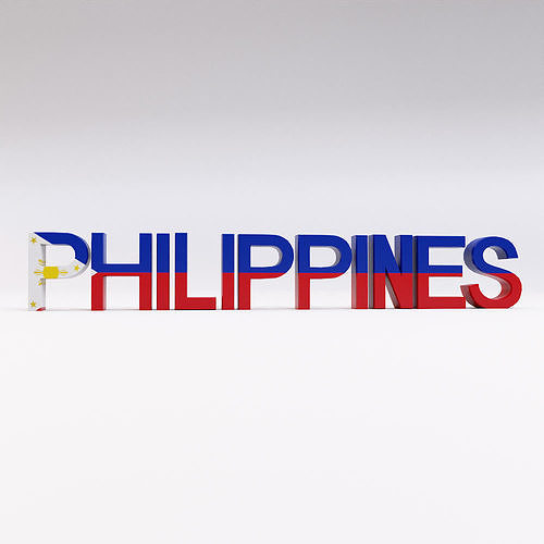 Philippines country Name text 3d model  Low-poly 3D model