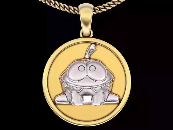 Om Nom pendant sterling gold printable jewelry 3D model