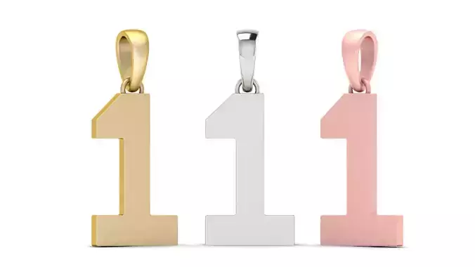 Number 1 Font Plain Gold Pendant