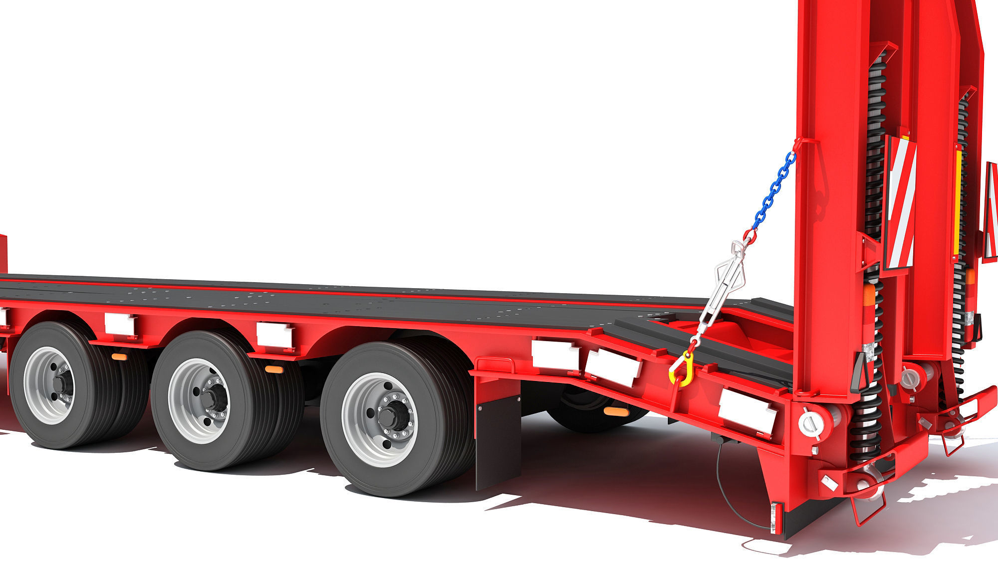Truck with Platform Trailer 3D model_15