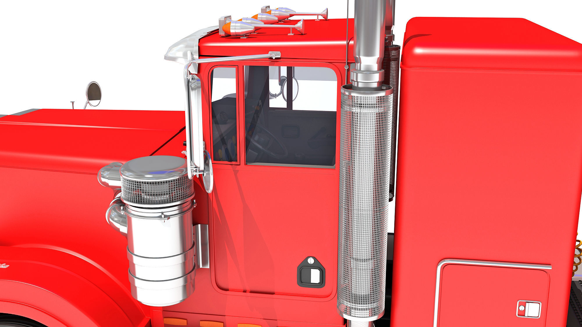Truck with Platform Trailer 3D model_14