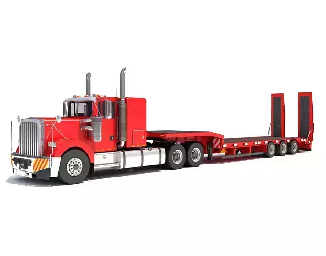 Truck with Platform Trailer 3D model