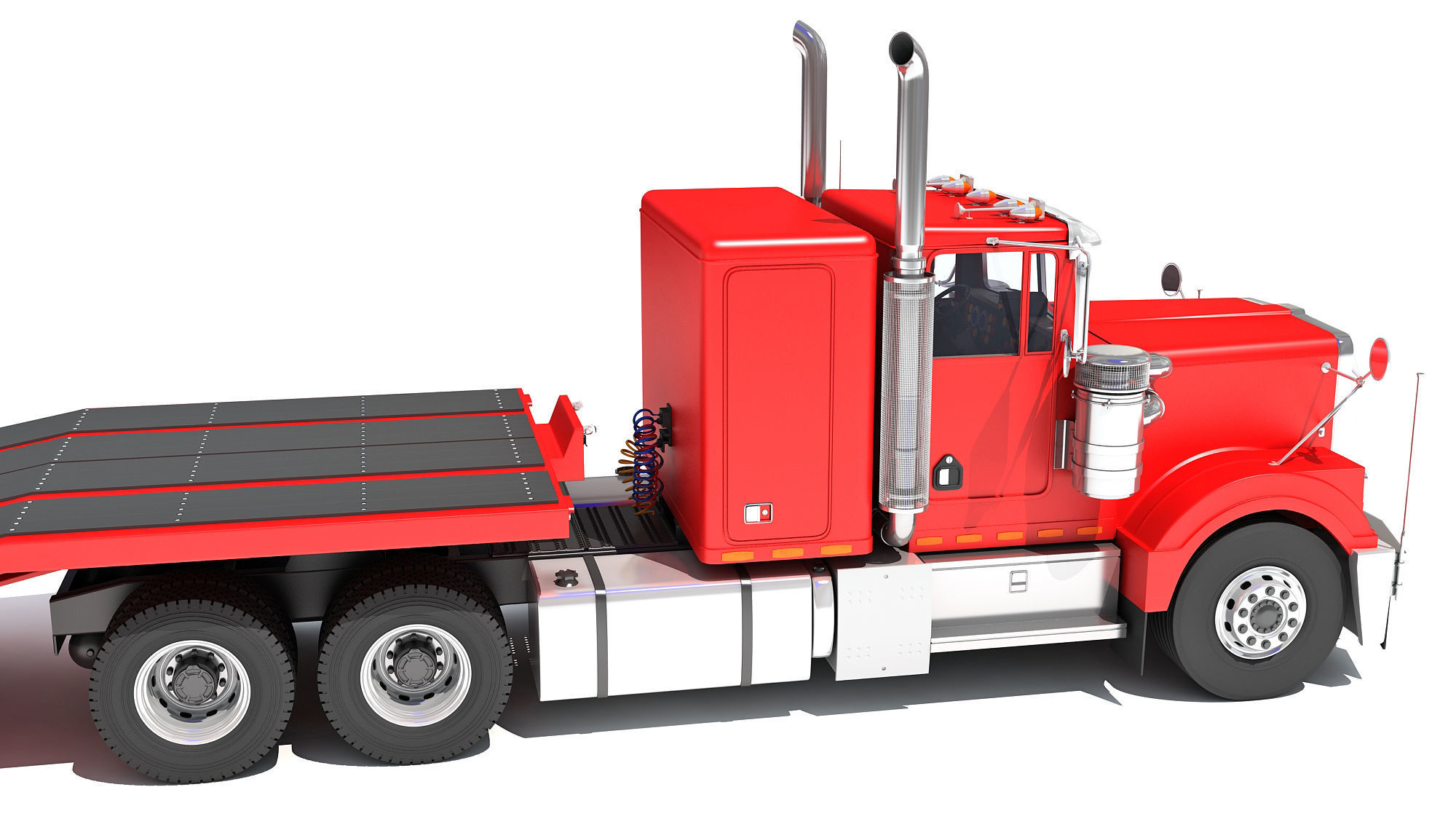 Truck with Platform Trailer 3D model_16