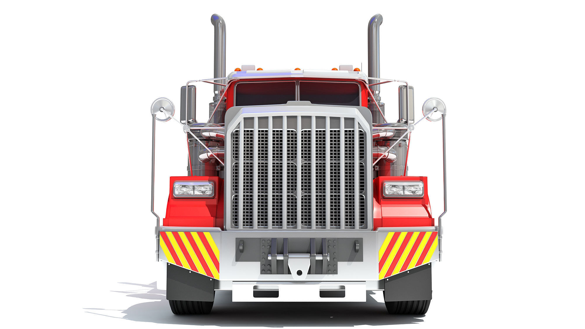 Truck with Platform Trailer 3D model_9