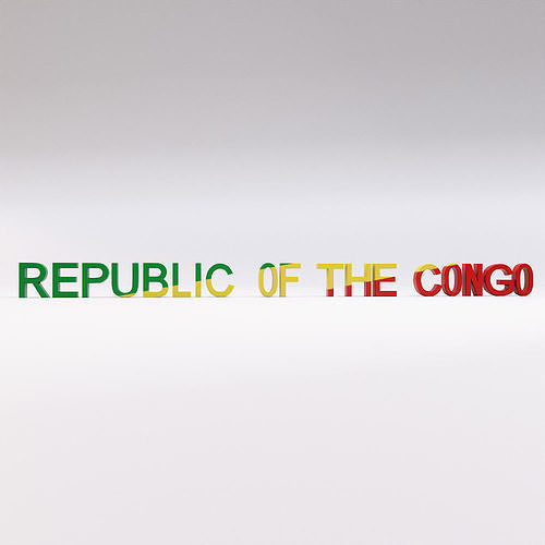 Republic of the Congo country Name text 3d model  Low-poly 3D model