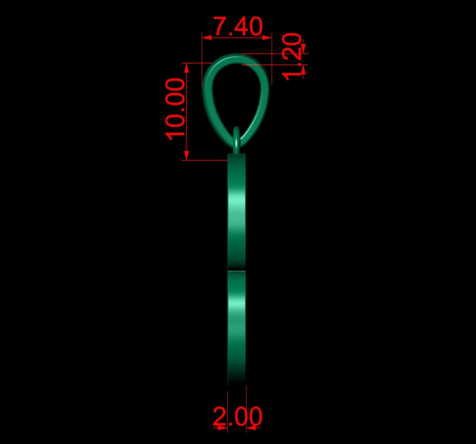 Number 3 Font Plain Gold Pendant  3D print model_5