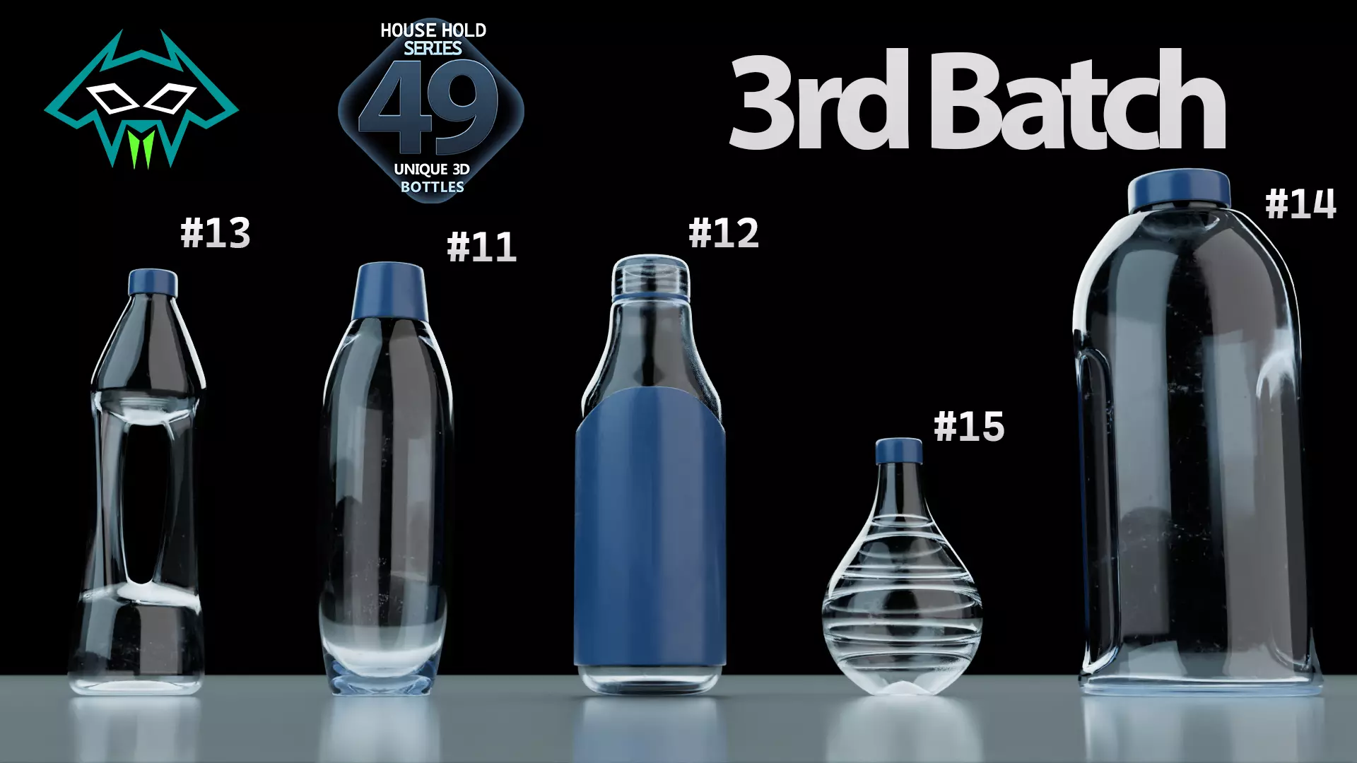 House Hold Series - 49 Unique 3D Bottles - 3rd Batch  Low-poly 3D model_0