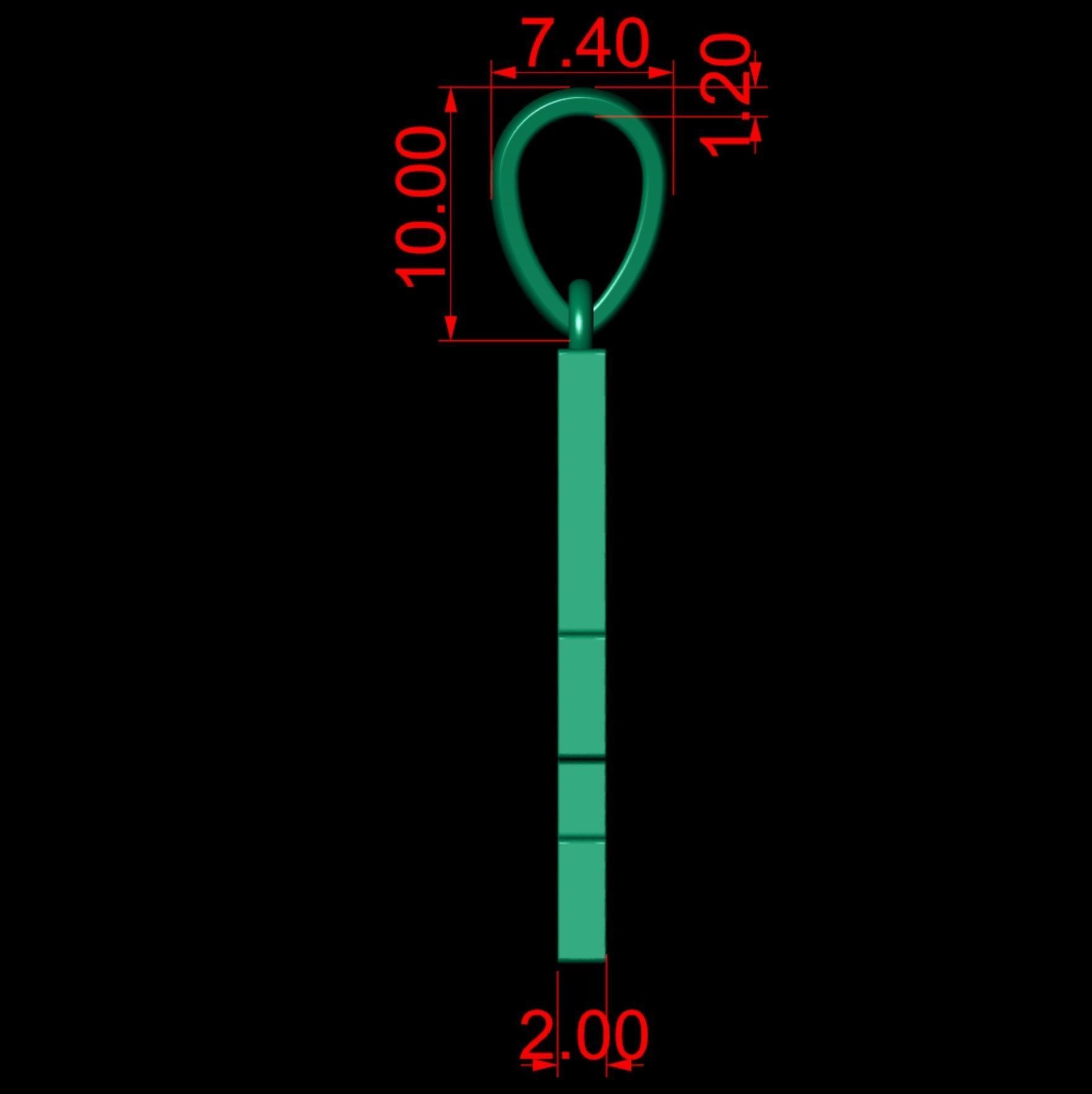 Number 4 Font Plain Gold Pendant 3D print model_5