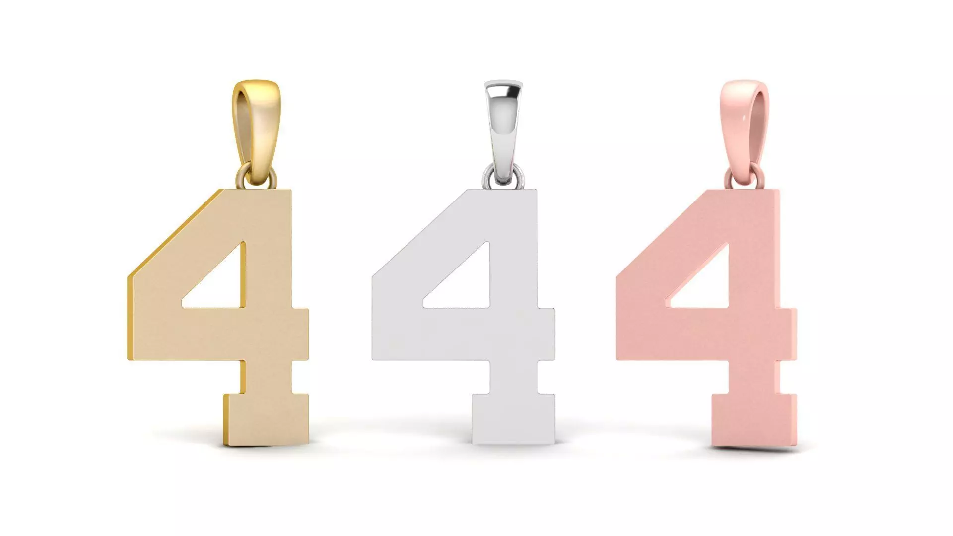 Number 4 Font Plain Gold Pendant 3D print model_0