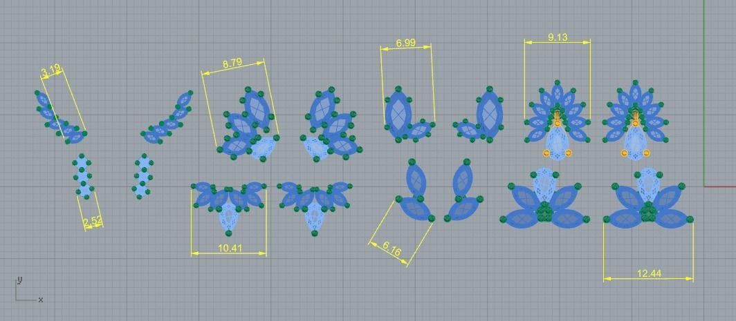Set Puset Earrings Model 2045 3D print model_4