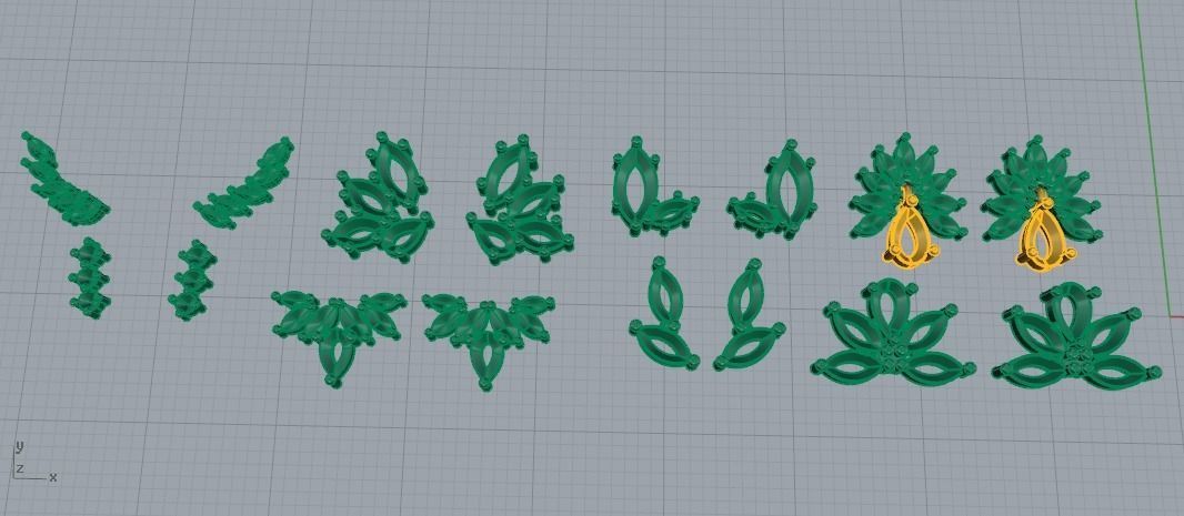 Set Puset Earrings Model 2045 3D print model_2