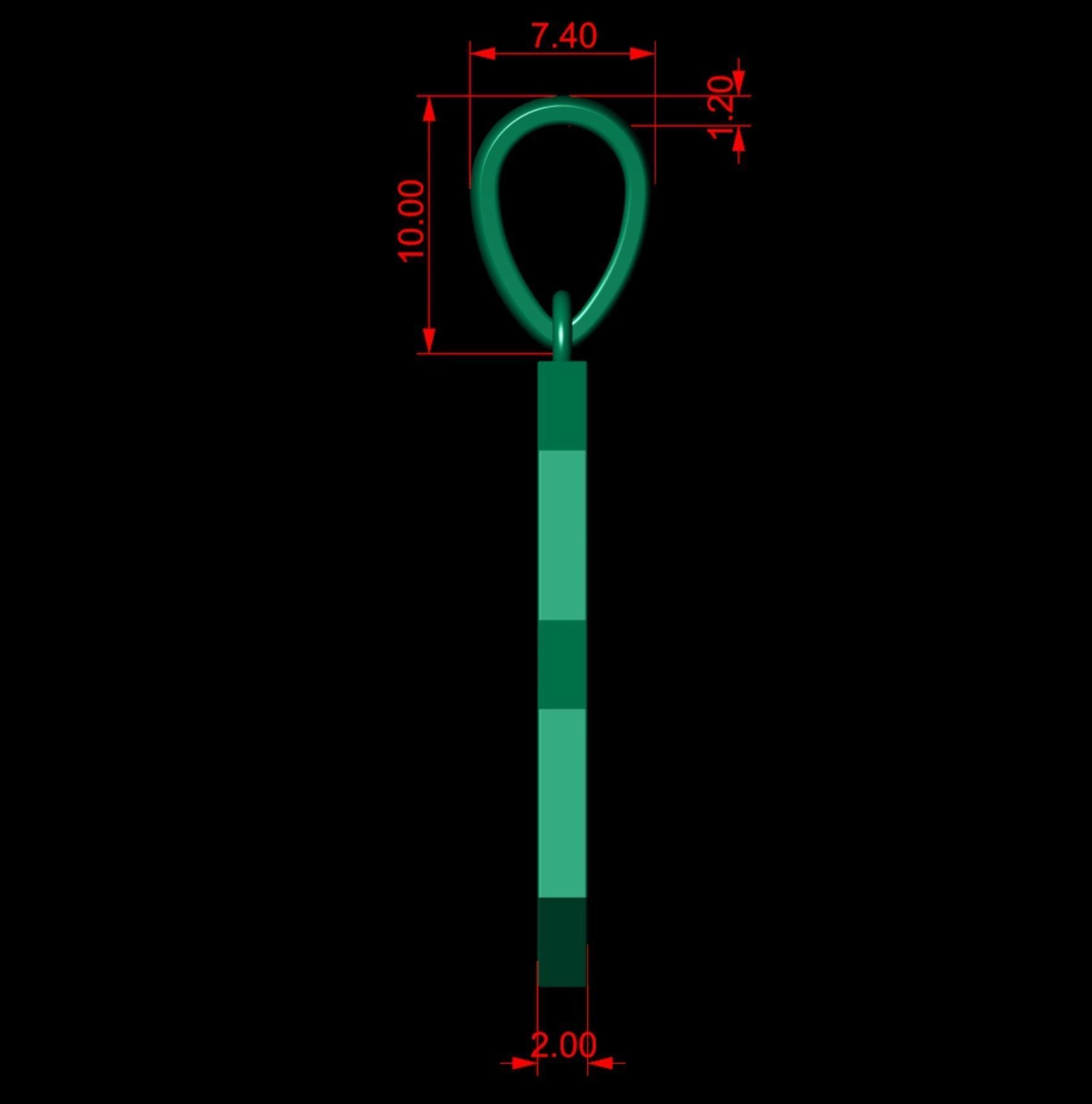 Number 6 Font Plain Gold Pendant  3D print model_4